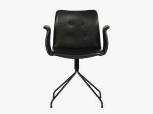 Primum chair med armlæn i sort Zenso 2 læder og med sort drejestel fra Bent Hansen