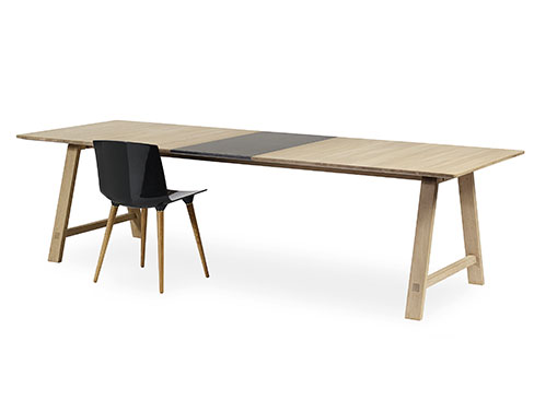 Andersen T1 spisebord med tillægsplade i antracitgrå