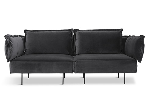 Modular 2 personers sofa - Velvet dark grey