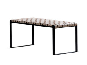 Plaited bænk med natur læder