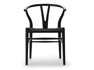 Y-stol - CH24 Soft Black m. sort flet - Carl Hansen & Søn