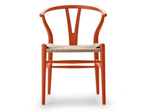 CH24 Soft Orange Red med naturfarvet papirgarn fra Carl Hansen & Søn