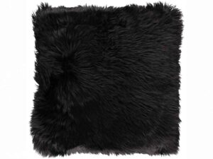 Black - Langhåret lammeskindspude 35×35 cm – Natures Collection