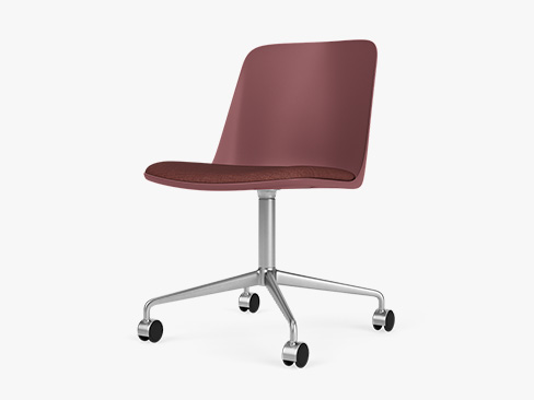 Rely HW22 kontorstol med aluminium base og red brown skal