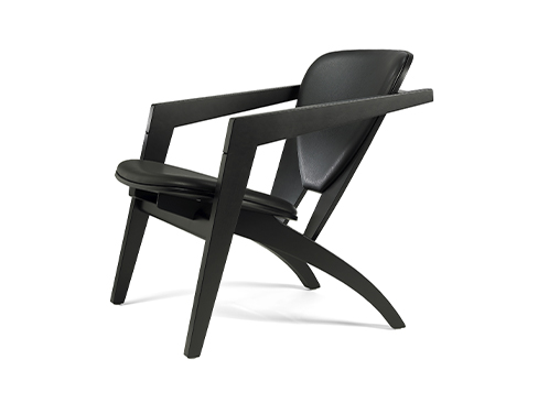 GE460 Butterfly chair eg sort med sort læder set fra ryggen