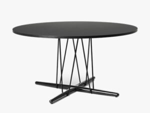 E020 Spisebord fra Carl Hansen i Eg Sort med Sort laminat og sort pulverlakeret stål med Ø:139,5cm