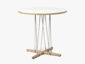 E020 Spisebord fra Carl Hansen i Eg Hvidolie med Hvid laminat og rustfri stål