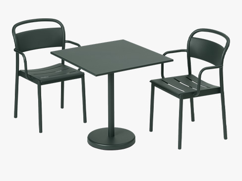 Linear Steel bord med stole i farven Dark Green