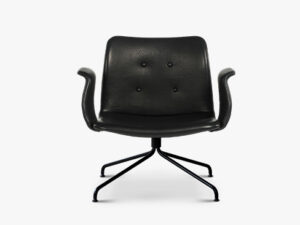 Primum Lounge Chair i Sort zenso læder med sort stel og armlæn