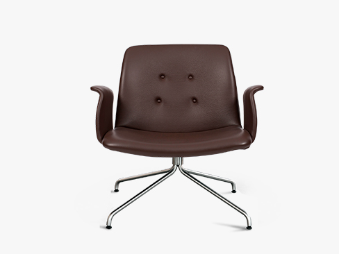 Primum Lounge Chair Zenso Brun Læder med stål stel og armlæn