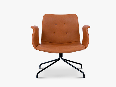 Primum Lounge Chair Zenso læder Cognac med sort stel og armlæn
