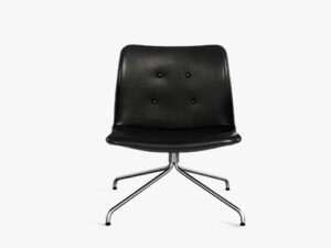 Primum Lounge Chair i Sort Zenso læder med stål stel og uden armlæn