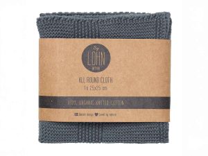 Strikket All Round Klud - dark grey - 25x25 cm - By LOHN