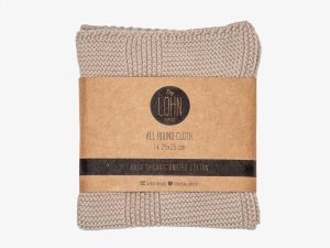 Strikket All Round Klud i ginger snap 25x25 cm fra By LOHN
