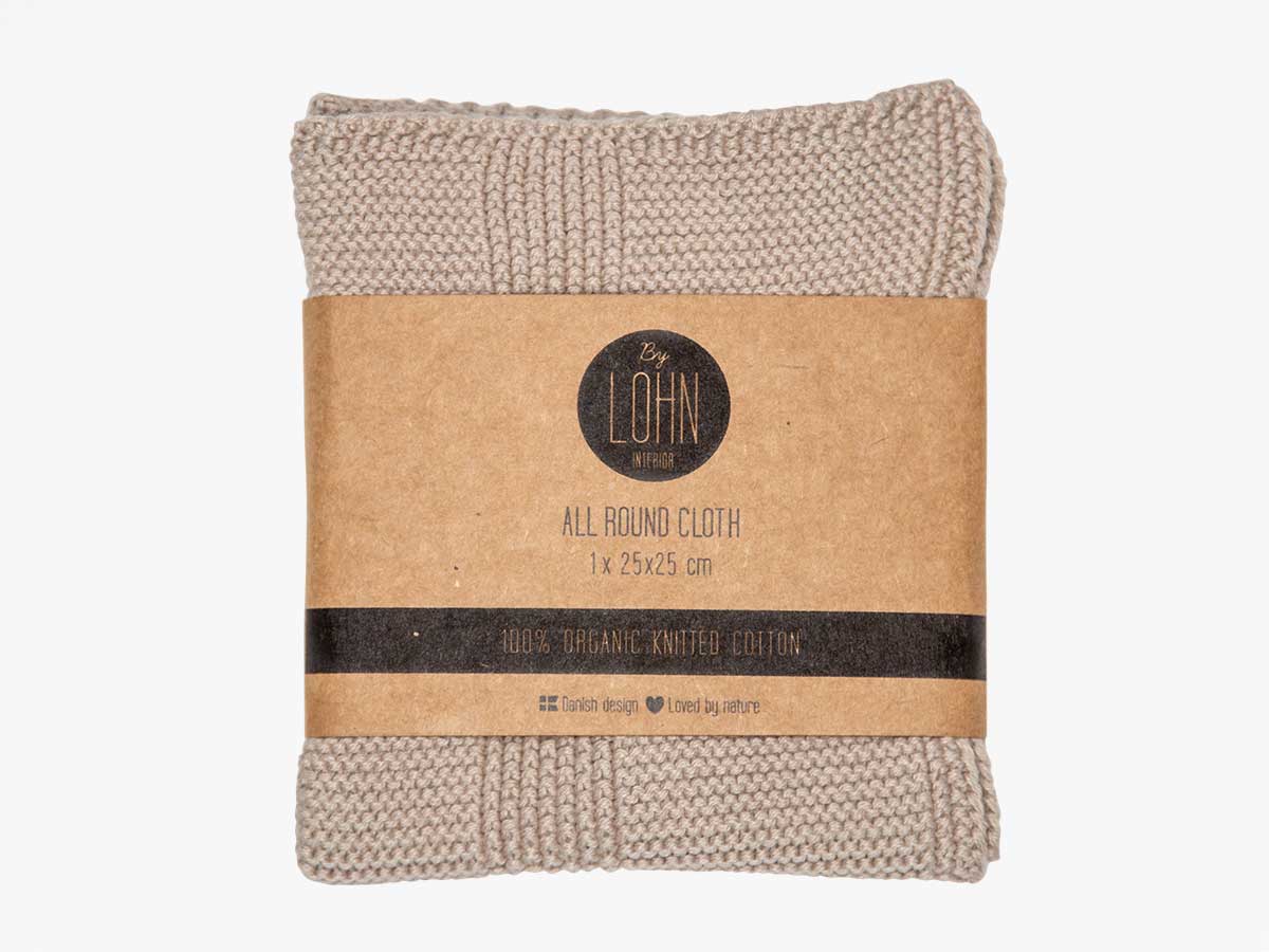 Strikket All Round Klud i ginger snap 25x25 cm fra By LOHN
