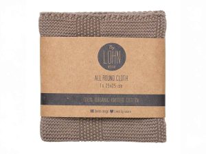 Strikket All Round Klud i khaki 25x25 cm fra By LOHN