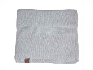 Strikket plaid Basis i medium grey melange 160x140 cm fra By LOHN