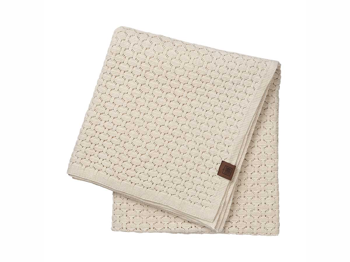 Strikket plaid Square i beige melange 160x140 cm By LOHN